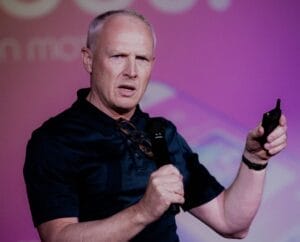 Simon Hambley, Strata Group Chief Executive, presents on stage at SXSW Texas